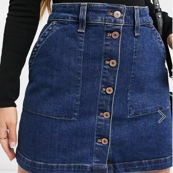 J Crew denim button-front mini skirt - Picture 2 of 6